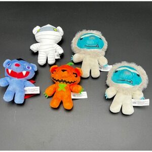 Deddy Bears 2023 Plush Lot 5pc Vampire Mummy Pumpkin Yeti Halloween Toys